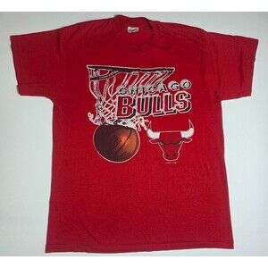 Vintage 1990 Chicago Bulls Stedman T Shirt Red Single Stitch Graphic Men Size L